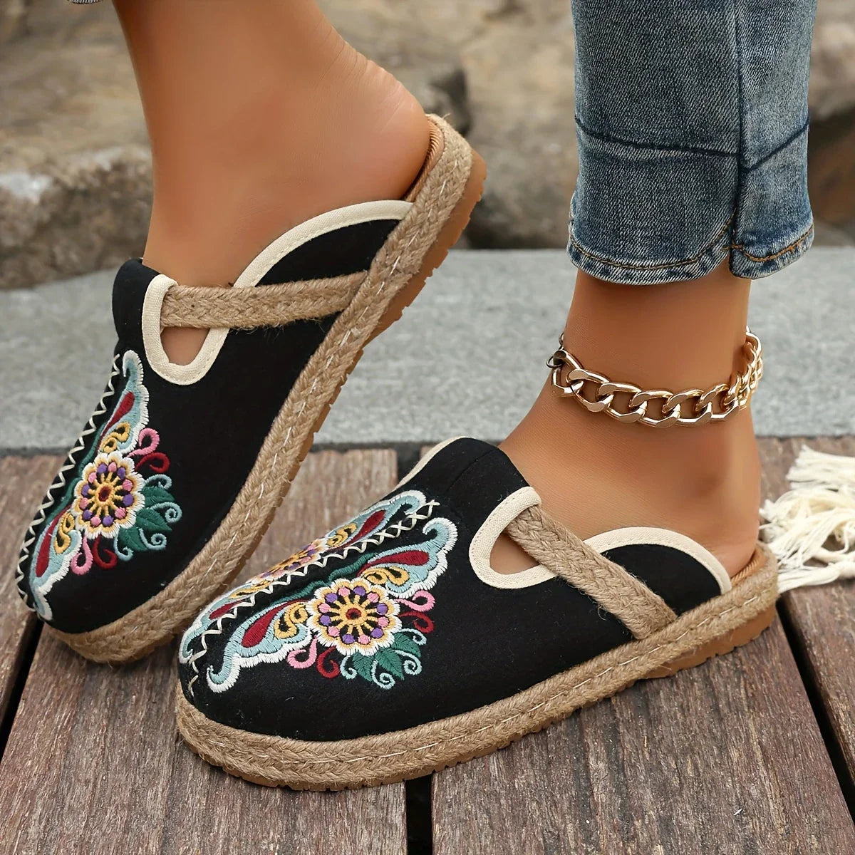 Teresa - Alpargatas boho-chic con bordado floral