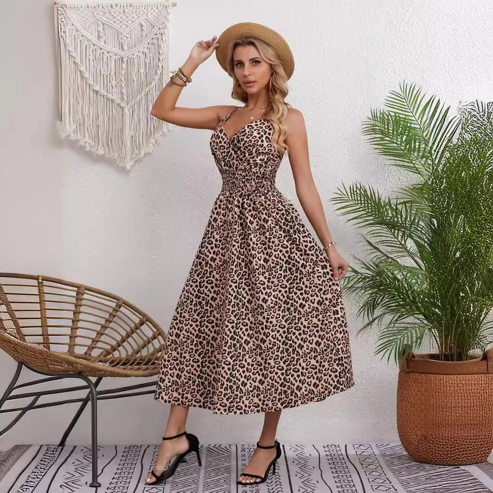 Hannah - Vestido de tirantes con estampado de leopardo