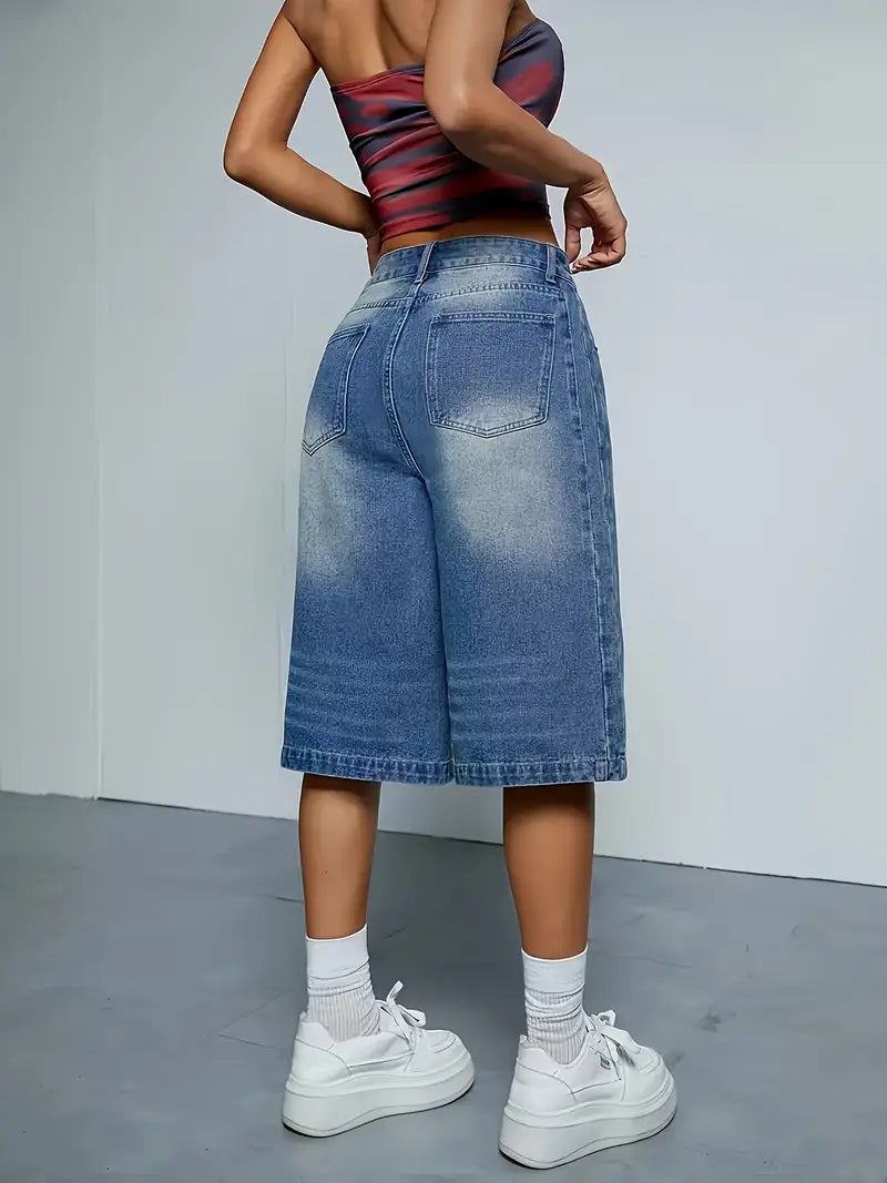 Wilda - Pantalones cortos vaqueros de cintura alta de moda para mujer