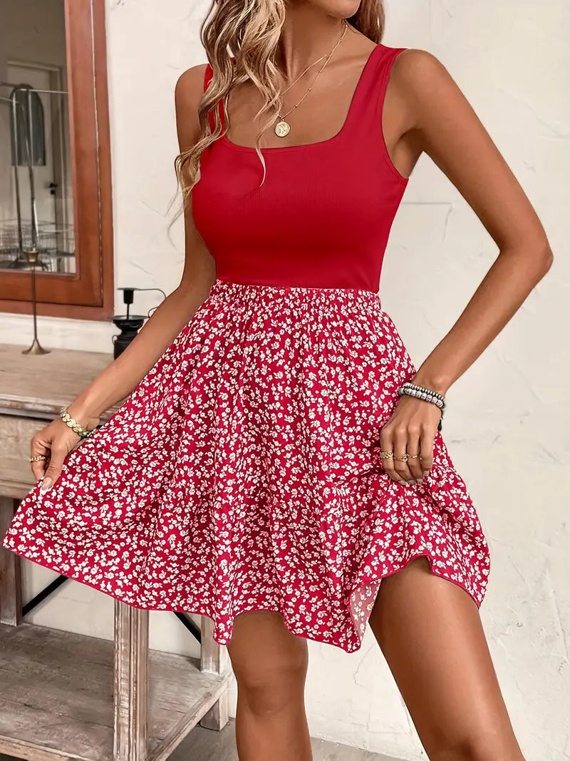 Elva – Minivestido de verano sin mangas con estampado floral