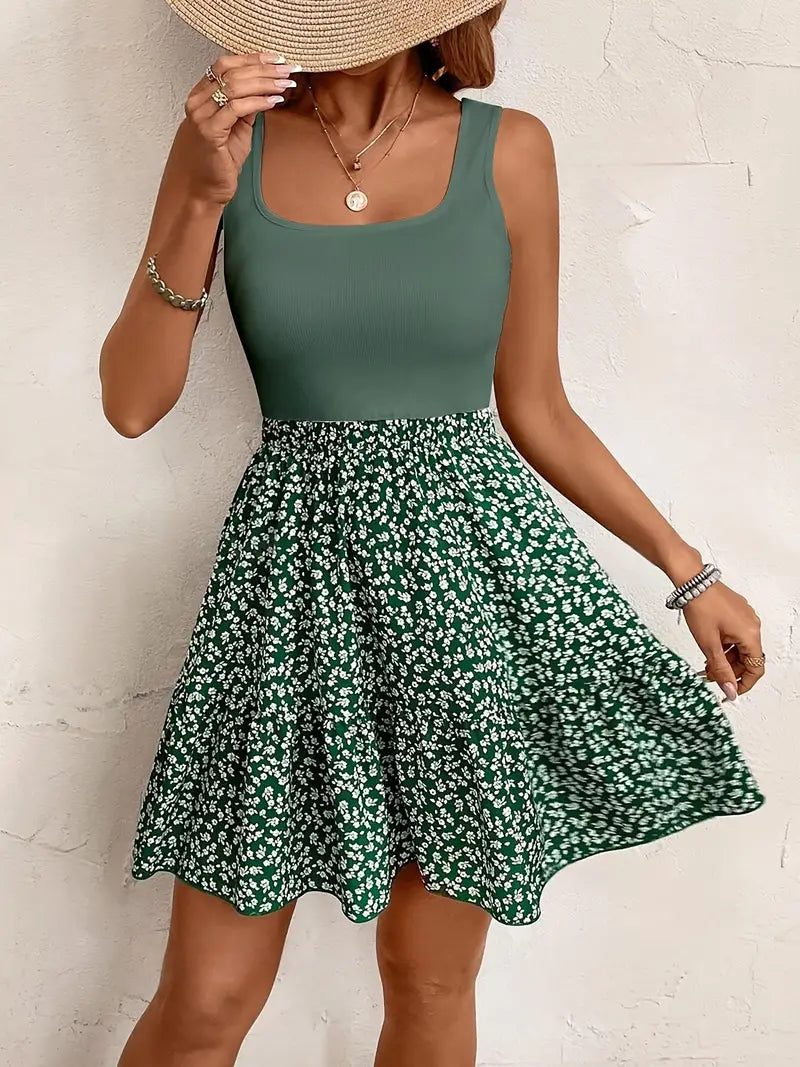Elva – Minivestido de verano sin mangas con estampado floral