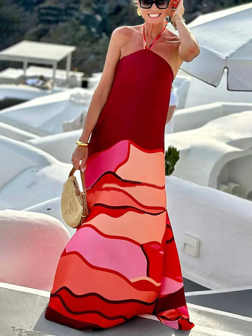 Samira - Vestido largo estampado sin mangas para mujer