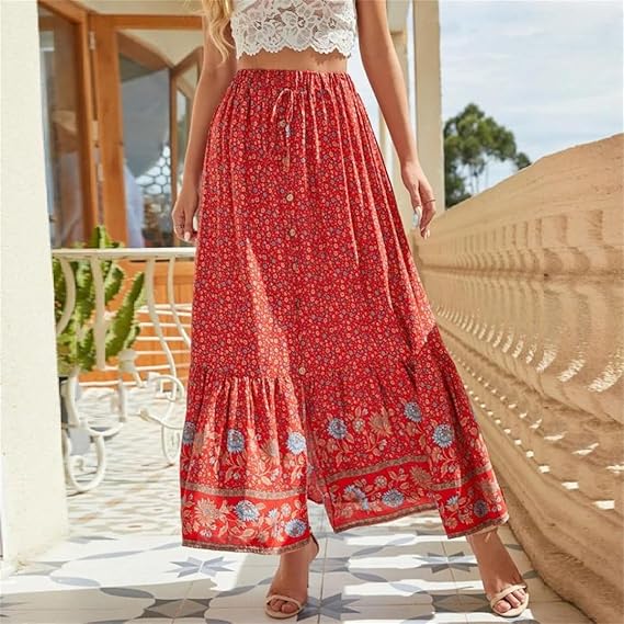 Viola - Falda de mujer de talle alto con estampado floral