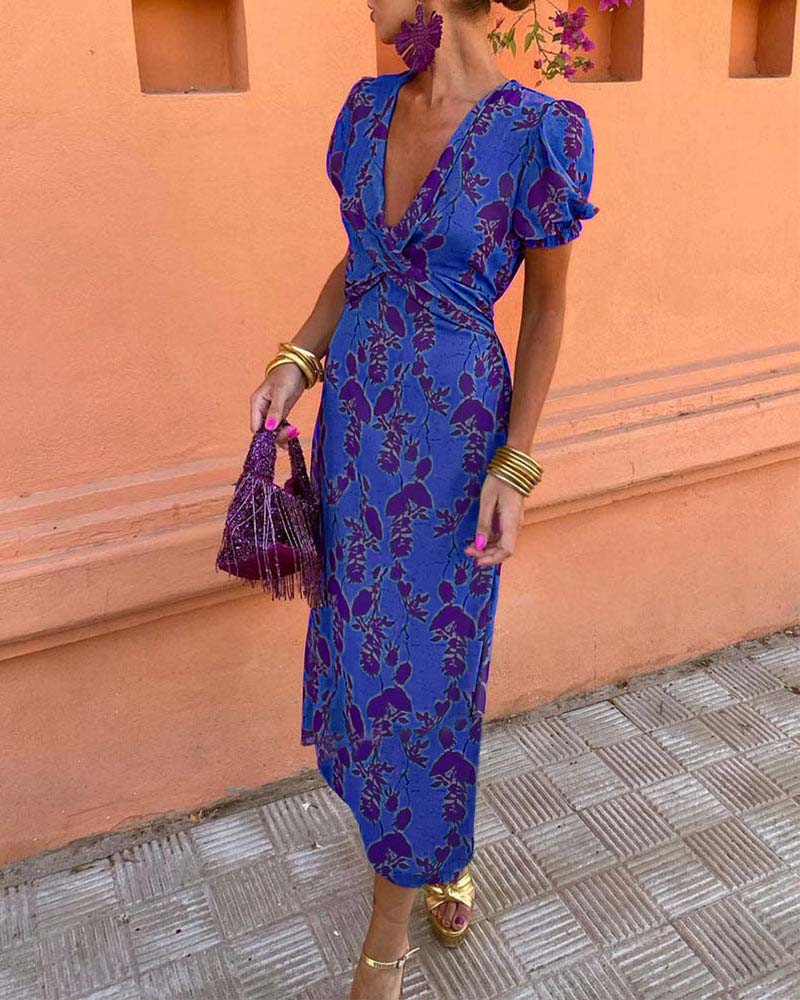Evalena - Elegante maxi vestido con mangas abullonadas para mujer