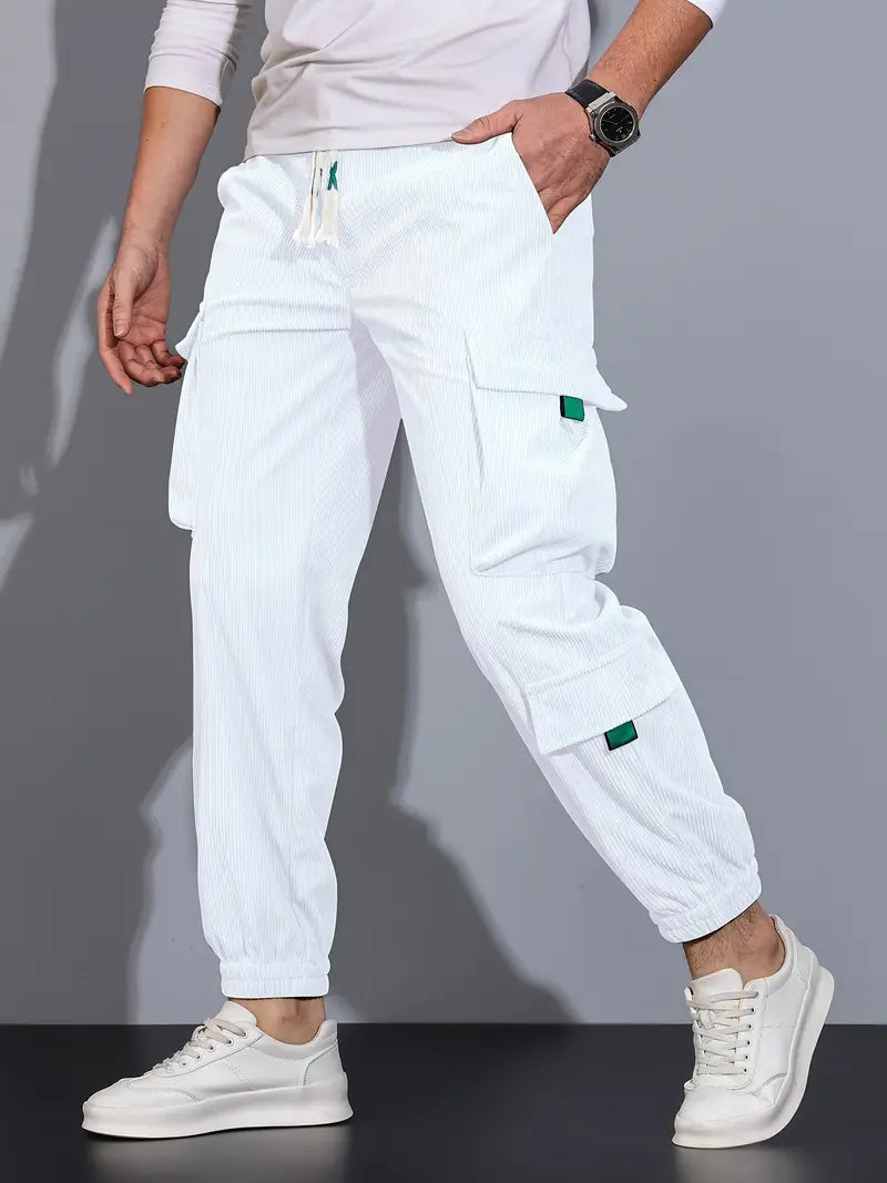 Aldrich - Pantalones cargo casuales de color sólido para hombre