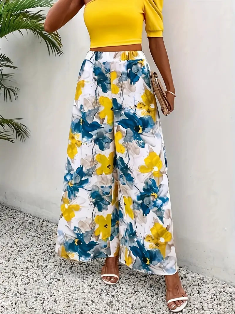 Clarice - Pantalón ancho con estampado floral para mujer
