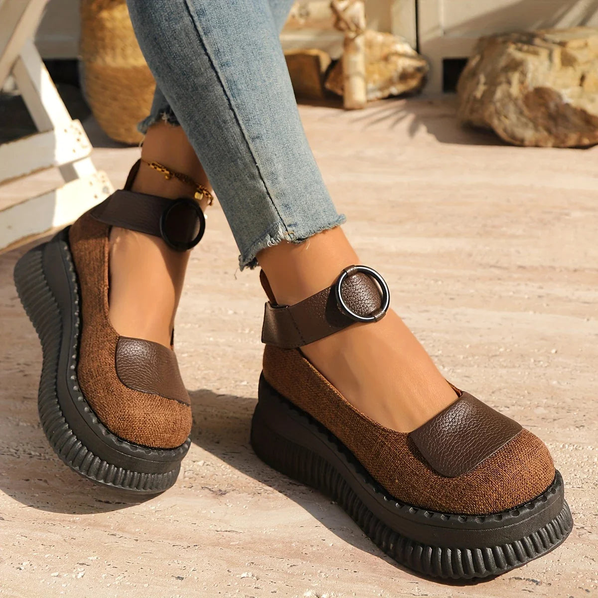 Marielle -Zapatos vintage de punta redonda para mujer