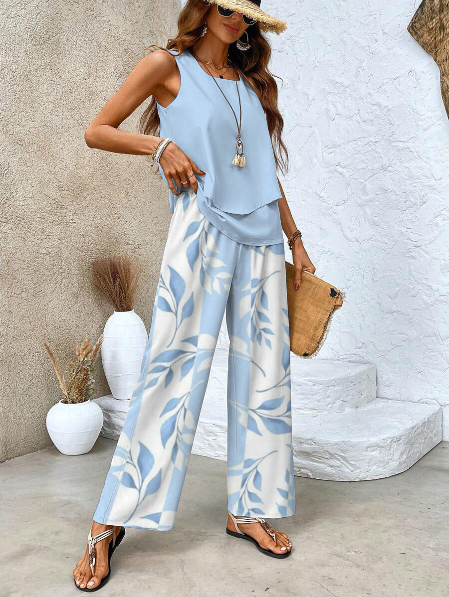 Rebecca - Conjunto de top y pantalón con escote cuadrado
