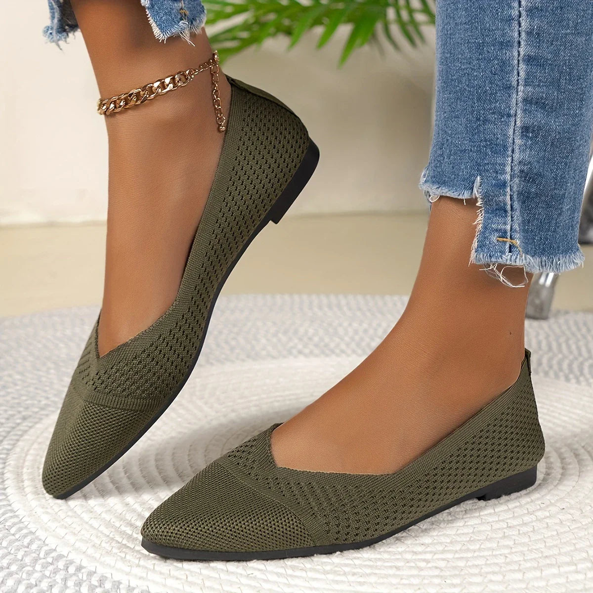 Brianna - Zapatos sin cordones con punta puntiaguda para mujer