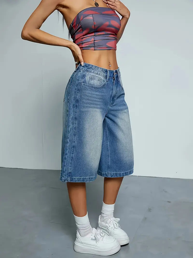 Wilda - Pantalones cortos vaqueros de cintura alta de moda para mujer