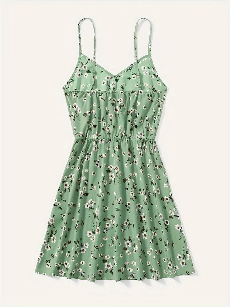Ardelia - Vestido de tirantes en V con estampado floral para mujer