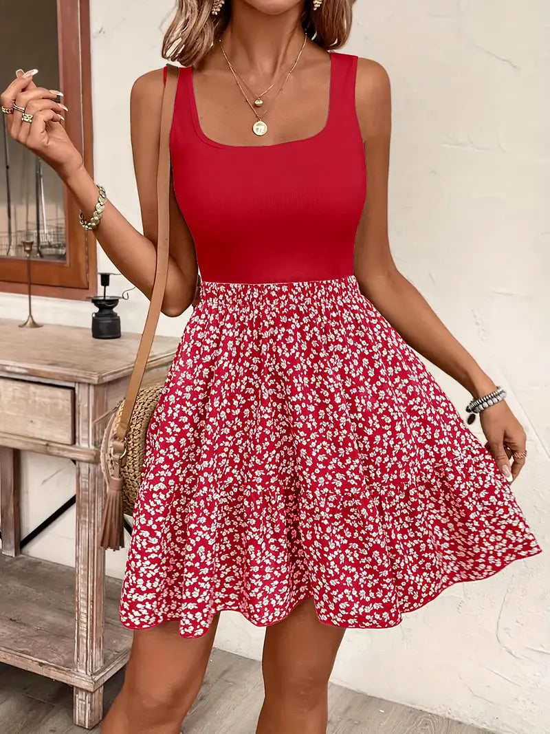 Elva – Minivestido de verano sin mangas con estampado floral