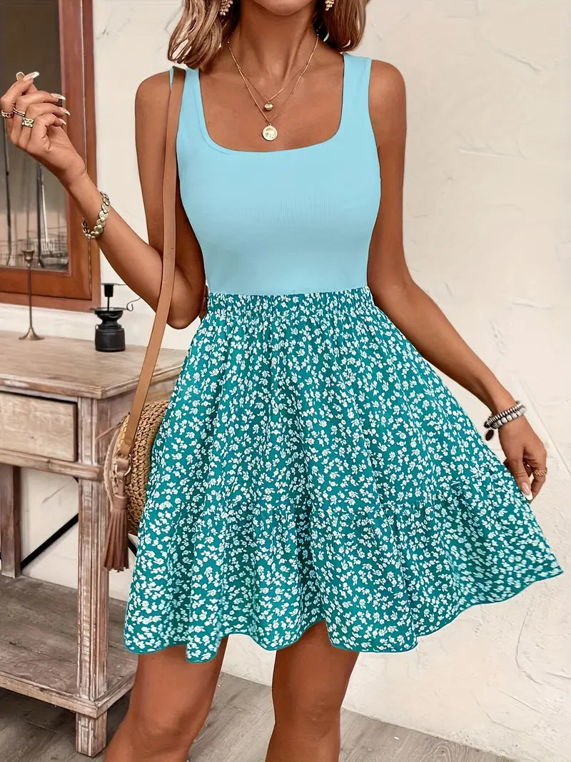 Elva – Minivestido de verano sin mangas con estampado floral