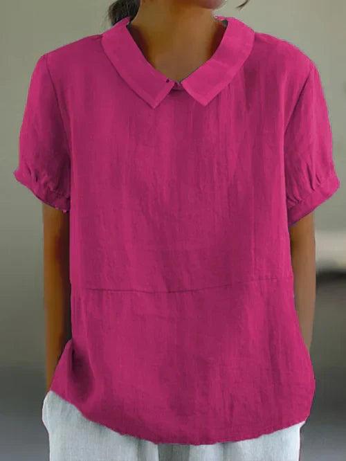 Zinnia – Blusa de lino de manga corta
