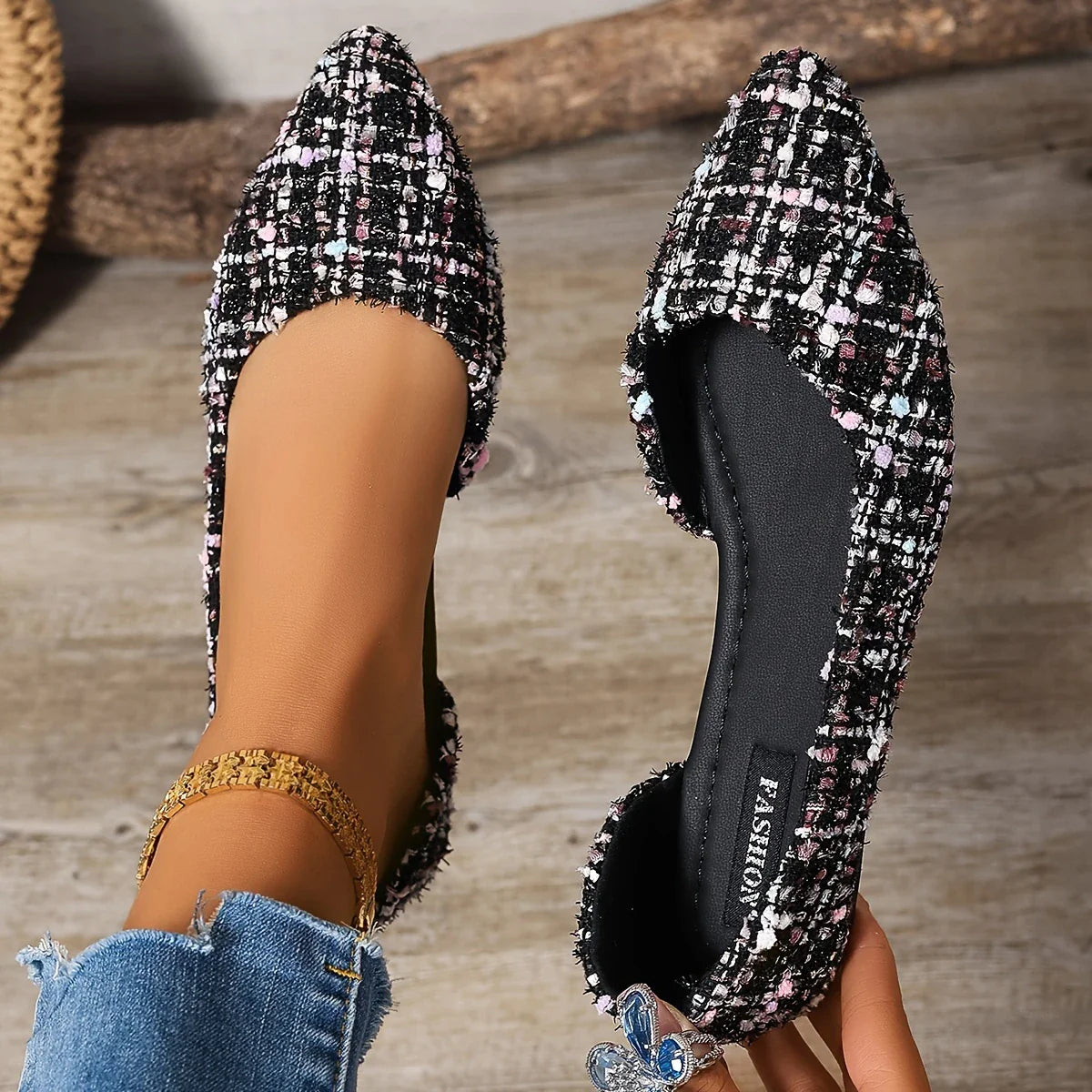 Marceline - Zapatos sin cordones con punta puntiaguda para mujer