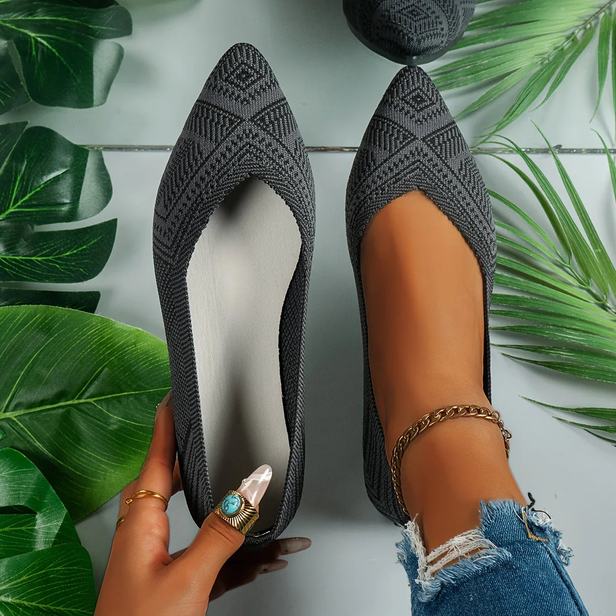 Sylviana - Zapatos sin cordones con punta puntiaguda para mujer