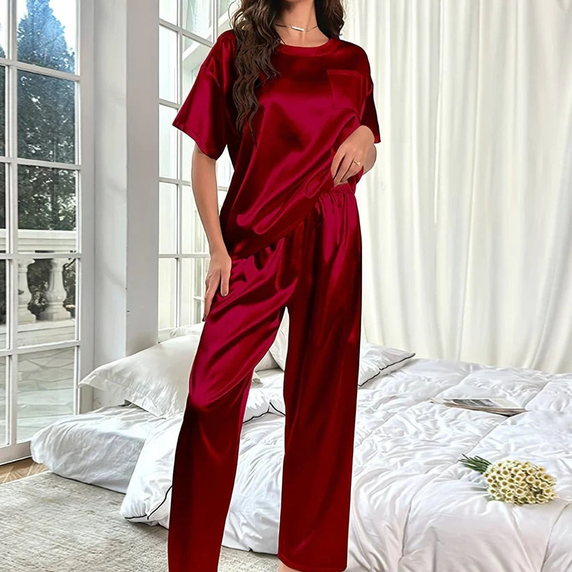 Janey - Conjunto de pijama de satén para mujer