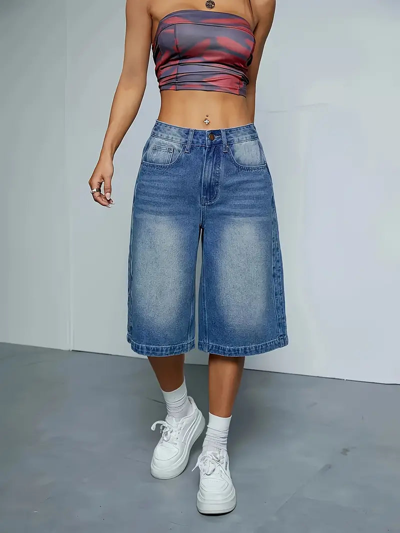 Wilda - Pantalones cortos vaqueros de cintura alta de moda para mujer