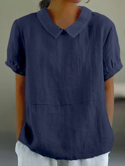 Zinnia – Blusa de lino de manga corta
