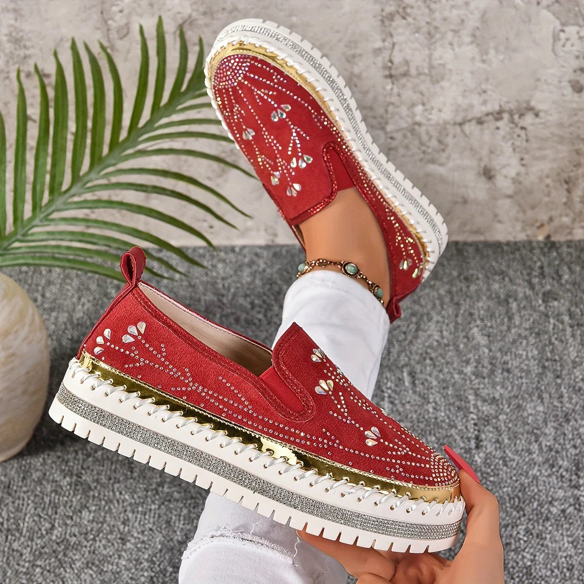 Marceline - Elegantes zapatos sin cordones brillantes