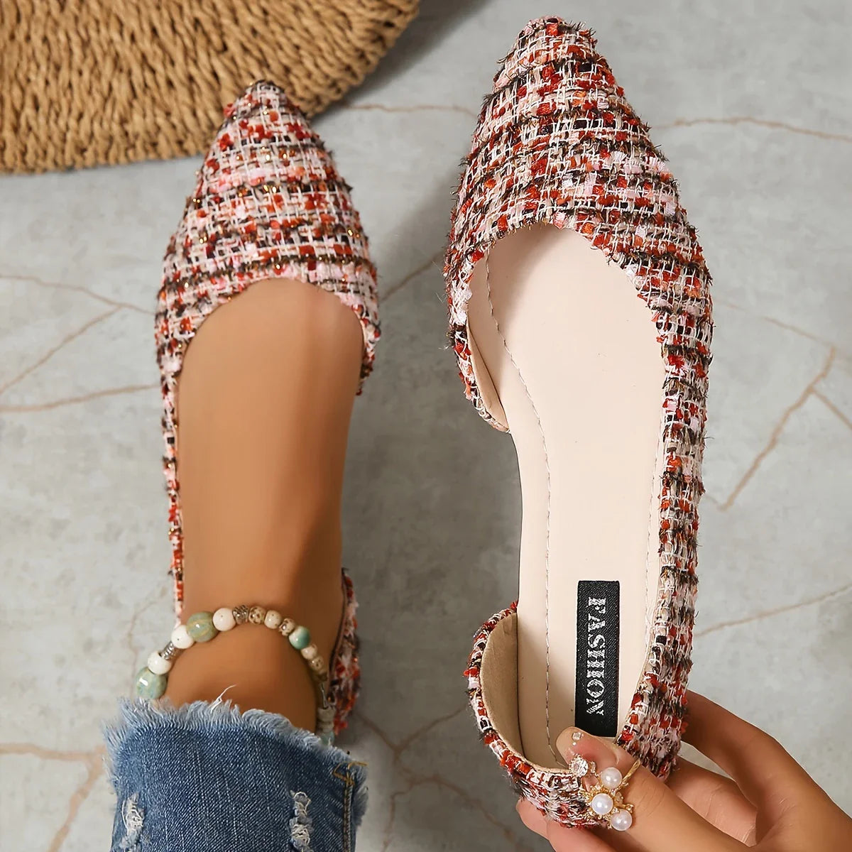 Marceline - Zapatos sin cordones con punta puntiaguda para mujer