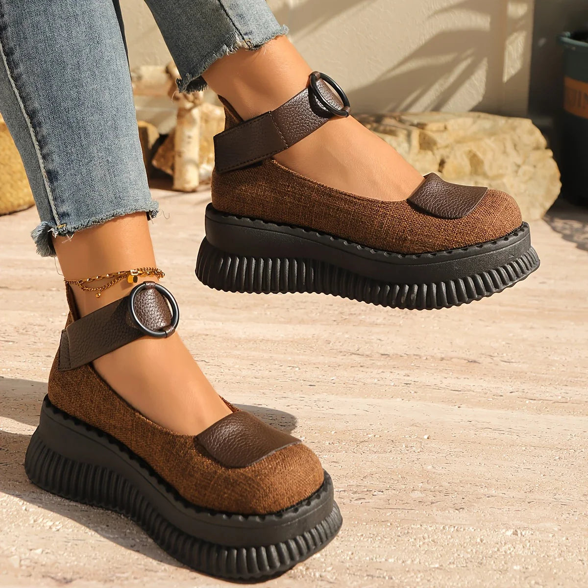 Marielle -Zapatos vintage de punta redonda para mujer