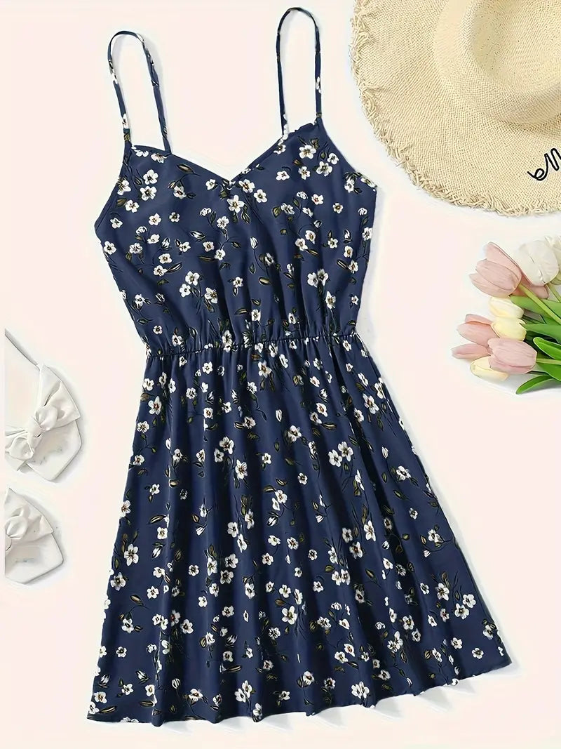 Ardelia - Vestido de tirantes en V con estampado floral para mujer