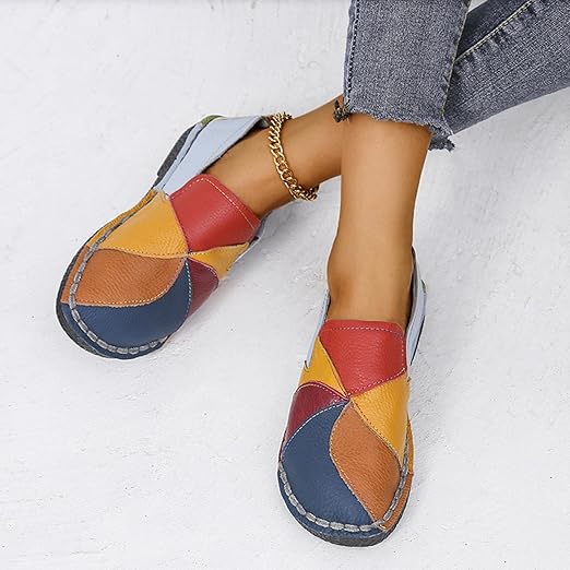 Elva - Zapatos planos de verano con paneles de parche para mujer