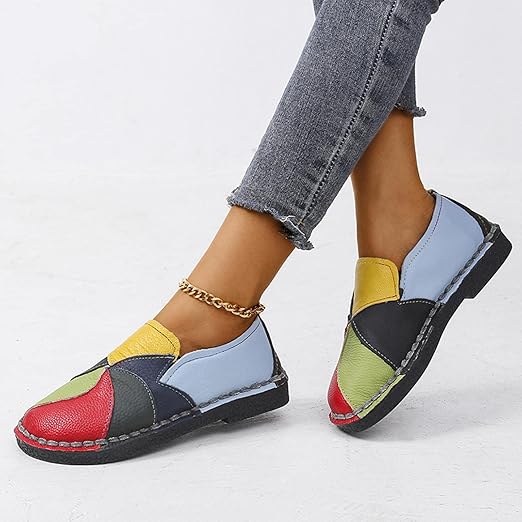 Elva - Zapatos planos de verano con paneles de parche para mujer