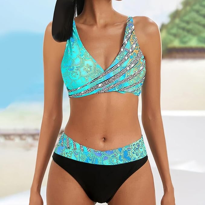 Wendy - Conjuntos de bikini de cintura alta con bloques de color