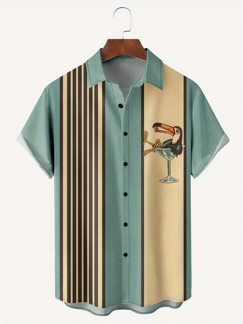 Thomas - Camisa a rayas de manga corta para hombre