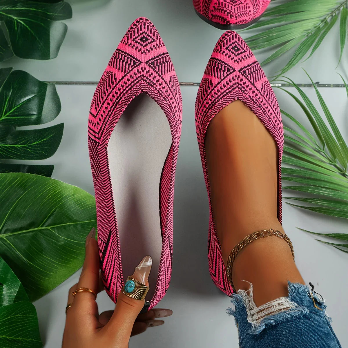 Sylviana - Zapatos sin cordones con punta puntiaguda para mujer