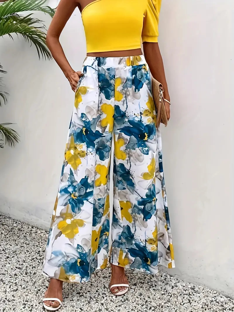 Clarice - Pantalón ancho con estampado floral para mujer