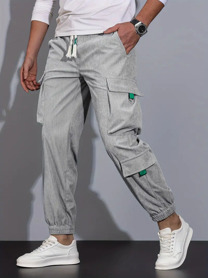 Aldrich - Pantalones cargo casuales de color sólido para hombre