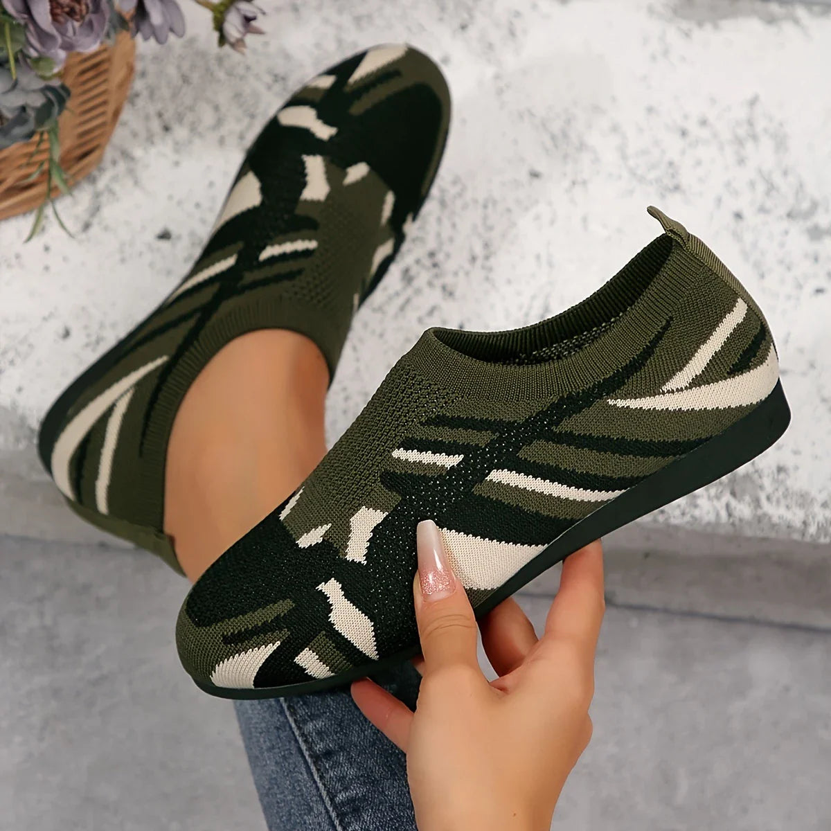 Verna - Zapatos planos de camuflaje para mujer
