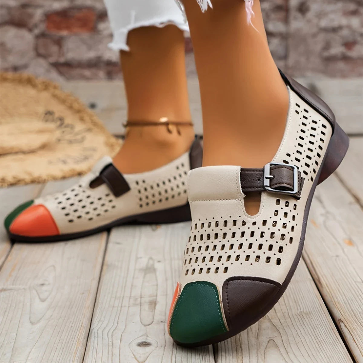 Meda - Zapatos de mujer transpirables con hueco retro
