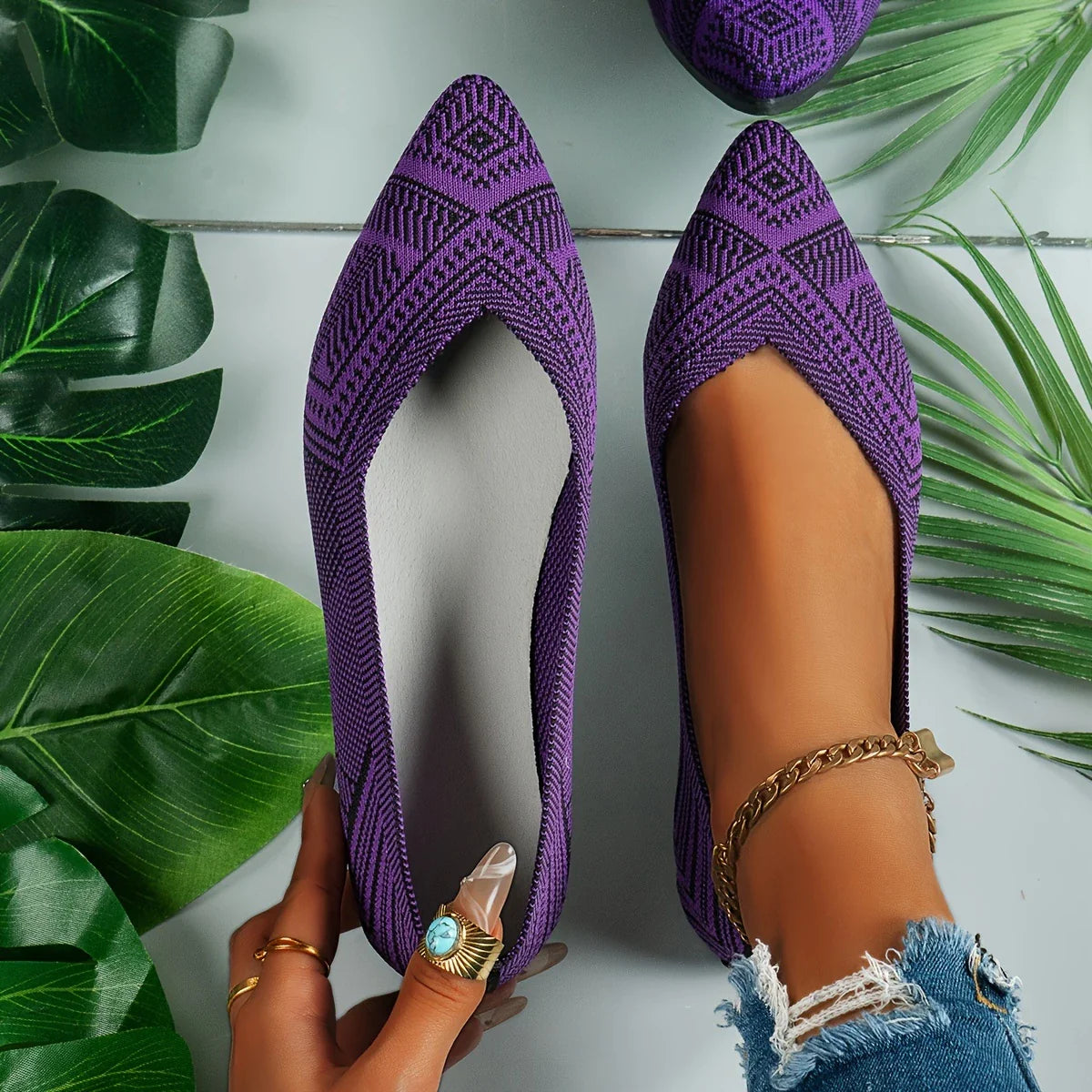 Sylviana - Zapatos sin cordones con punta puntiaguda para mujer