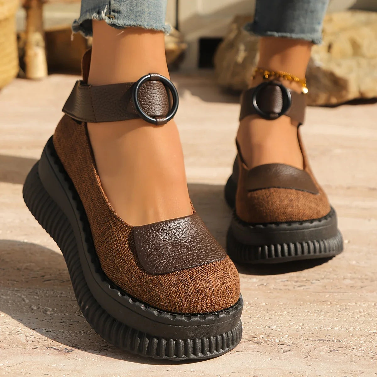 Marielle -Zapatos vintage de punta redonda para mujer