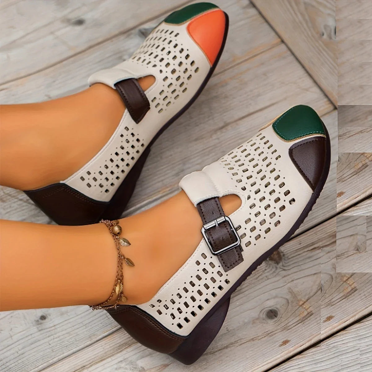 Meda - Zapatos de mujer transpirables con hueco retro