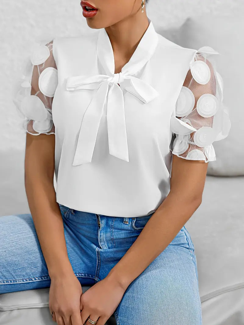 Janie - Blusa elegante con escote de lazo