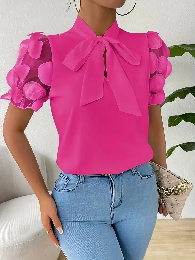 Janie - Blusa elegante con escote de lazo