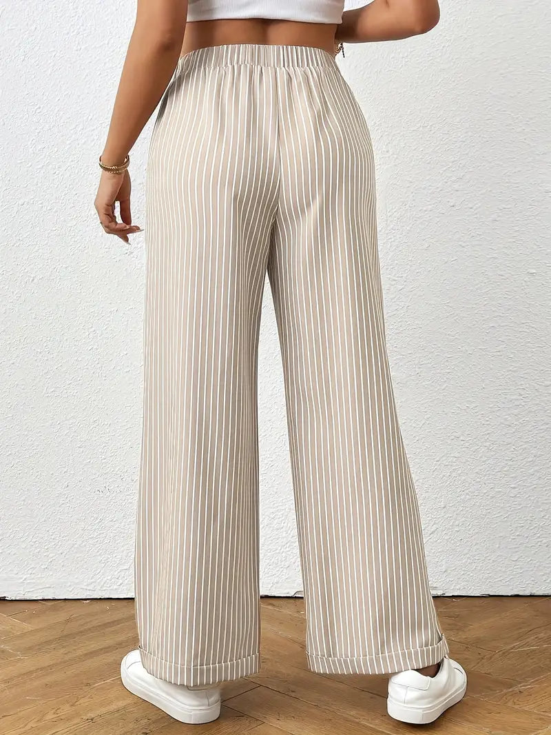 Eugenia - Pantalones casuales de pierna recta a rayas para mujer