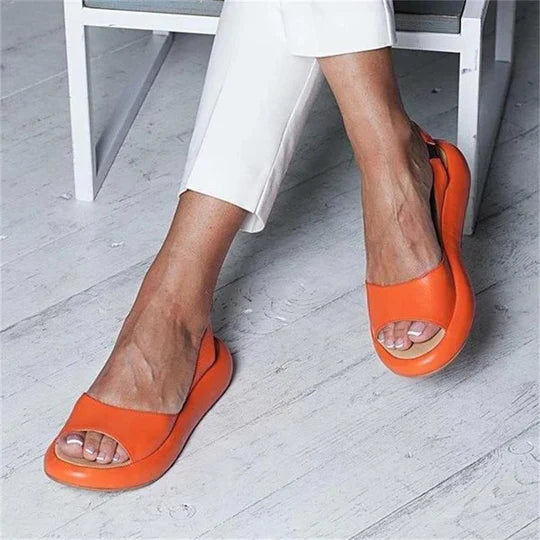 Celeste - Sandalias de tacón bajo con boca de pez para mujer