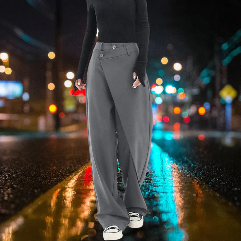Sienna - Pantalón ancho asimétrico con detalles elegantes para mujer