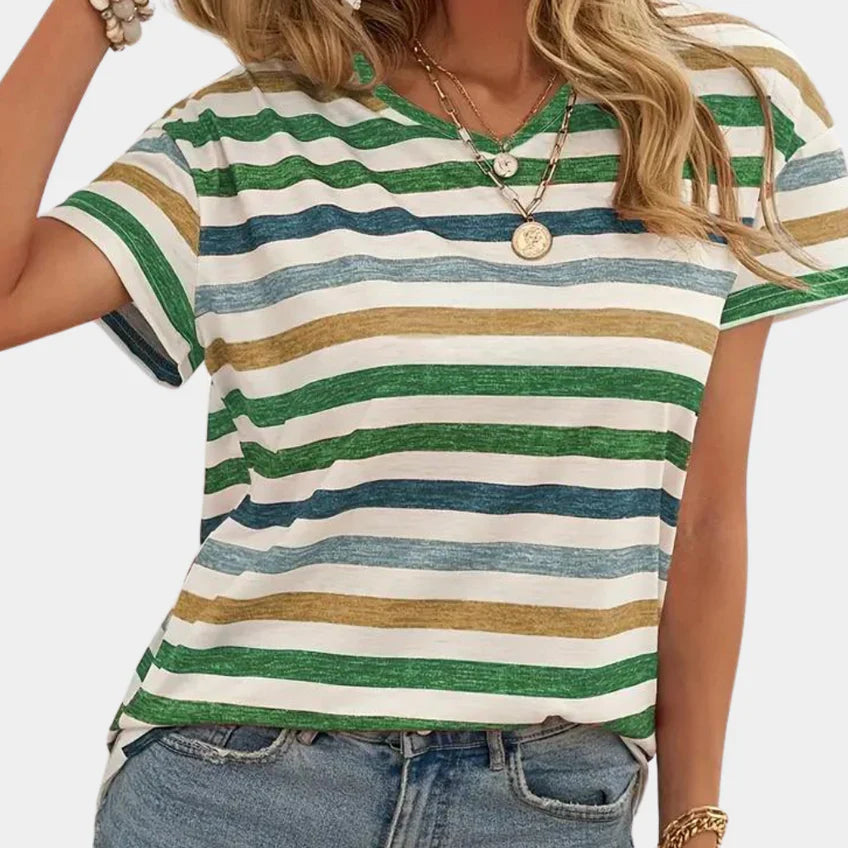Charlotta - Camiseta casual de rayas para mujer