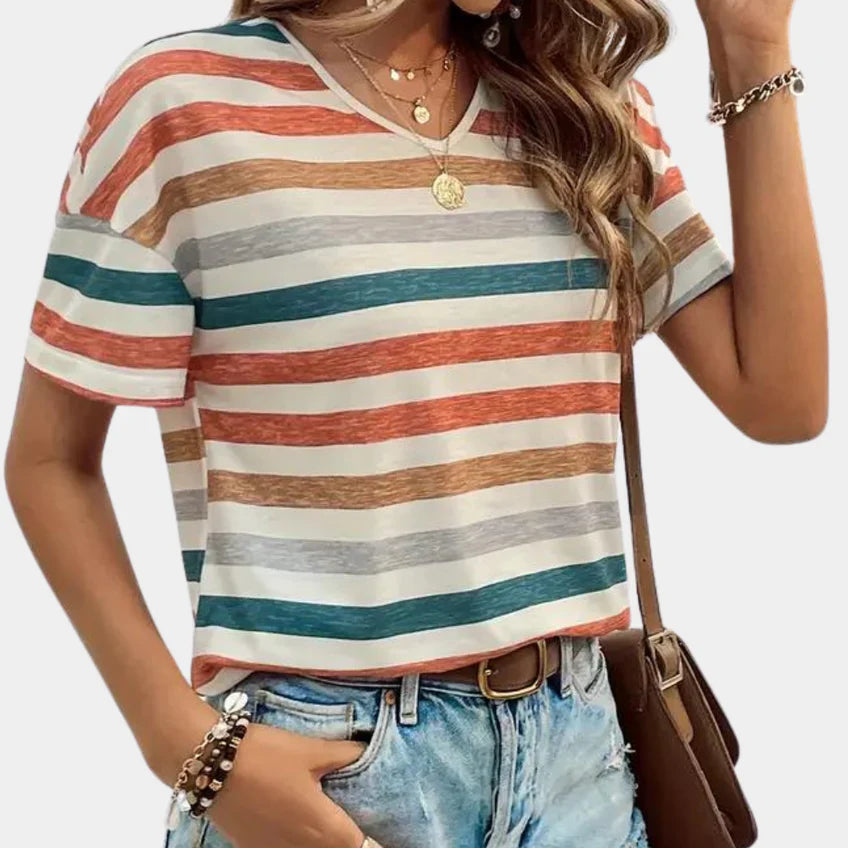 Charlotta - Camiseta casual de rayas para mujer