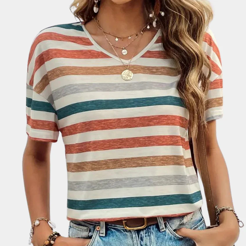 Charlotta - Camiseta casual de rayas para mujer
