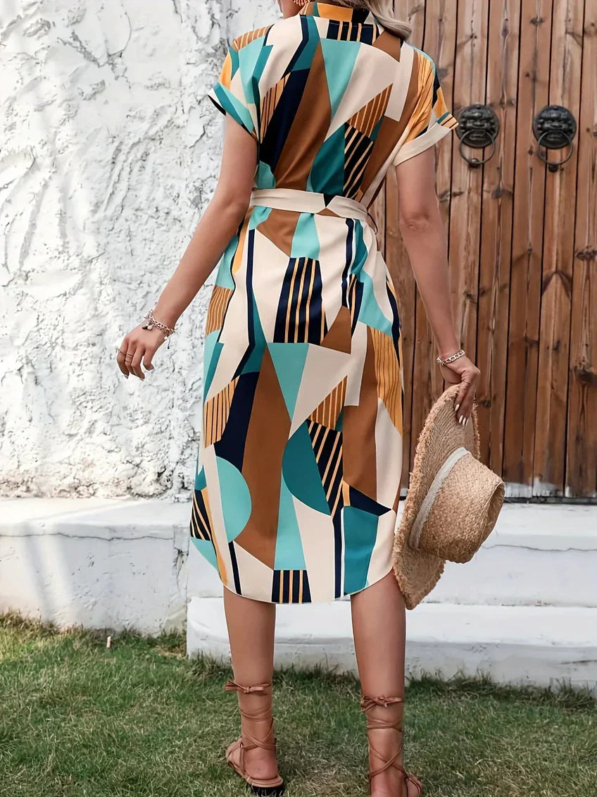 Evalena - Vestido midi informal con cuello en V