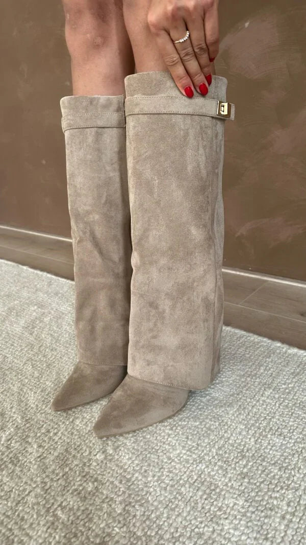 Elisara - Botas de ante hasta la rodilla de alta calidad