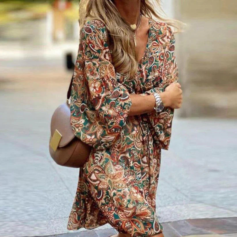 Lottie - Vestido midi informal con cuello en V